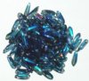100 3x11mm Transparent Montana Blue AB Dagger Beads